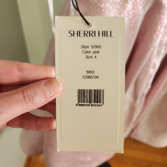 SHERRI HILL Pink Metallic Pleated Dress, Size 4 - Picture 14 of 14